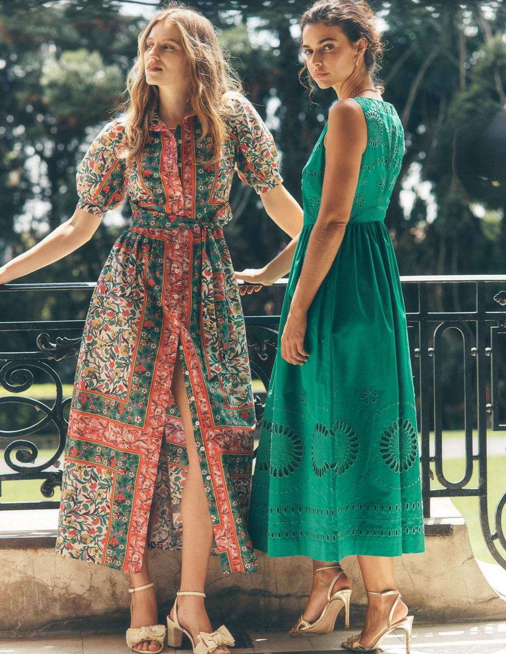 Lauren Broderie Midi Dress - Rich Emerald, Broderie