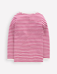 Ribbed Long Sleeve T-shirt - Cherry Jam/Soft Ivory Stripe