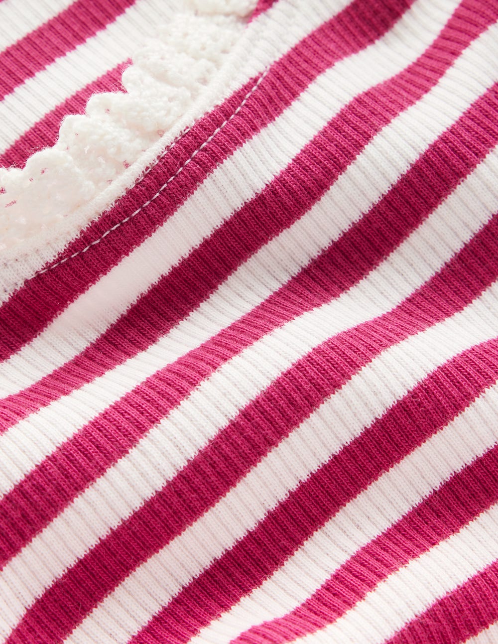 Ribbed Long Sleeve T-shirt - Cherry Jam/Soft Ivory Stripe