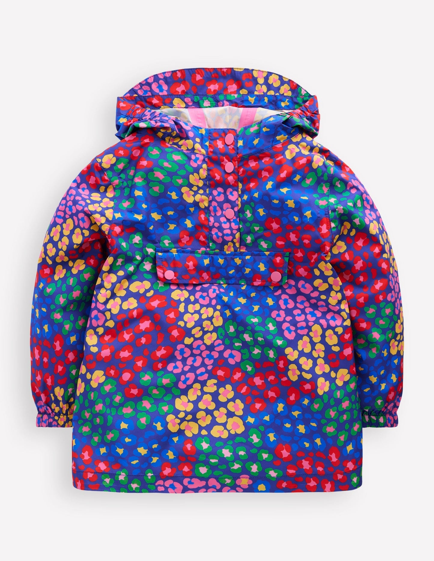 Waterproof Pack - away Jacket - Bright Blue Multi Leopard