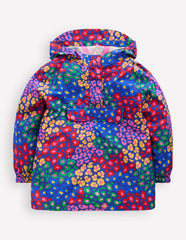 Waterproof Pack - away Jacket - Bright Blue Multi Leopard