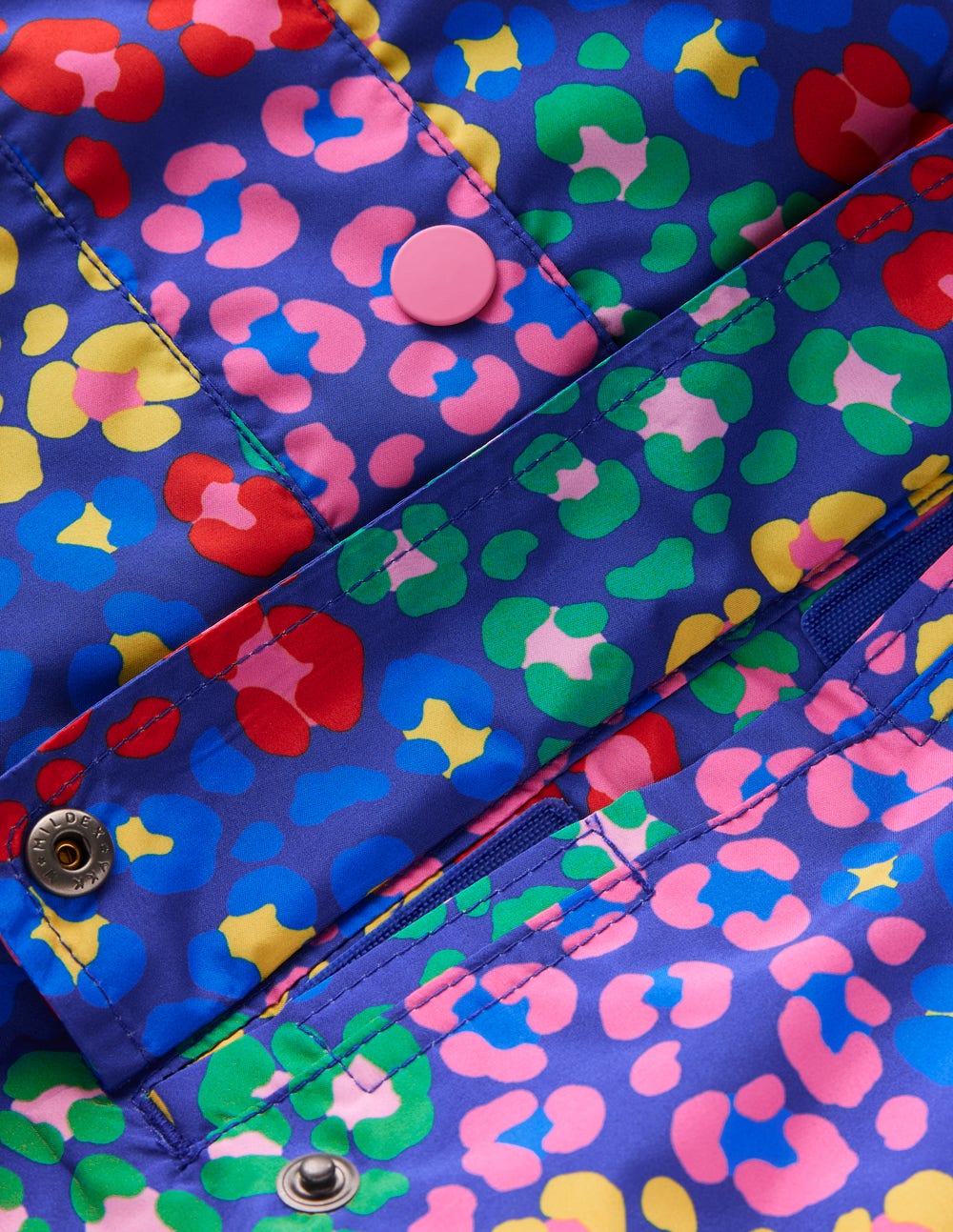 Waterproof Pack - away Jacket - Bright Blue Multi Leopard