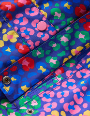 Waterproof Pack - away Jacket - Bright Blue Multi Leopard