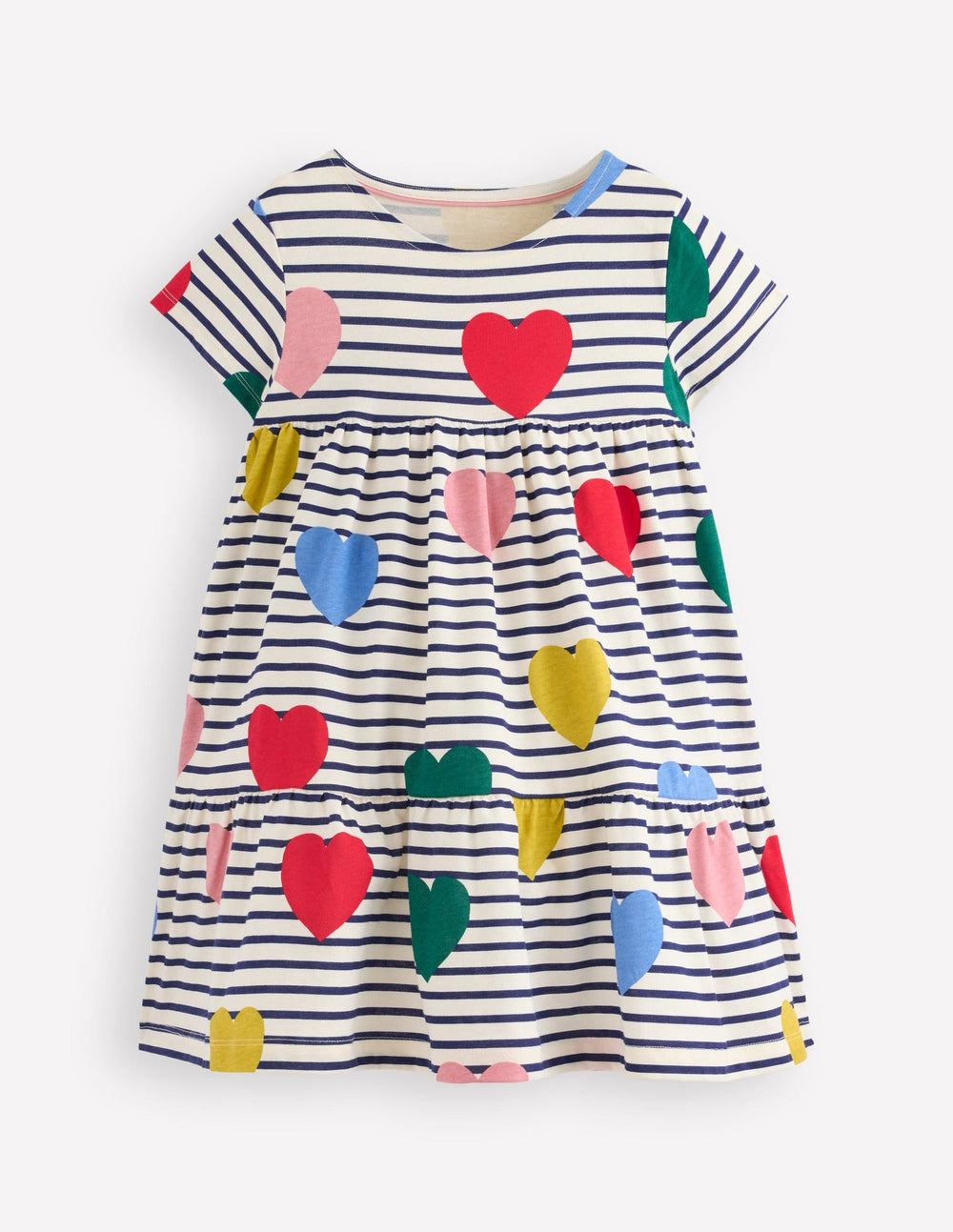 Ariel Twirly Jersey Dress - Multi Heart Stripe