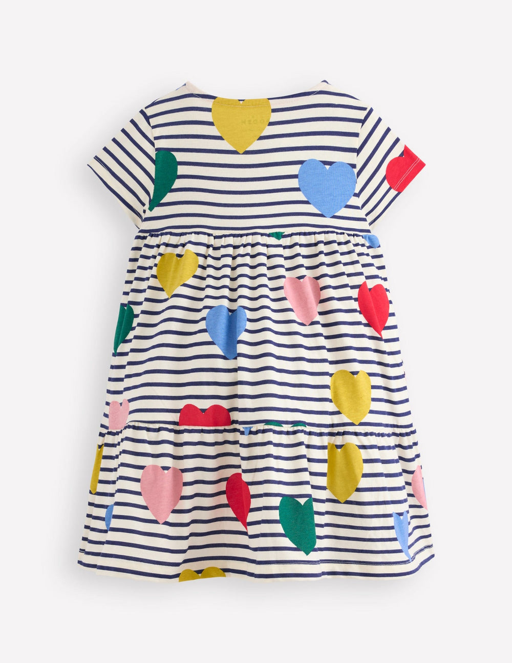 Ariel Twirly Jersey Dress - Multi Heart Stripe