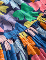 Madeline Woven Dress - Multi Rainbow Bows