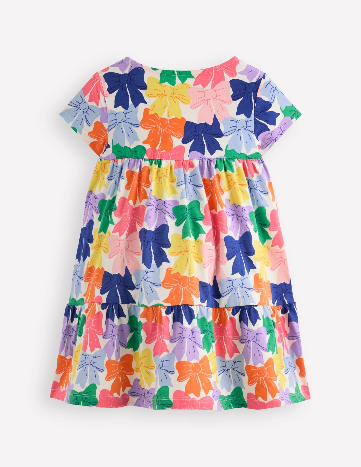 Ariel Twirly Jersey Dress - Multi Rainbow Bows