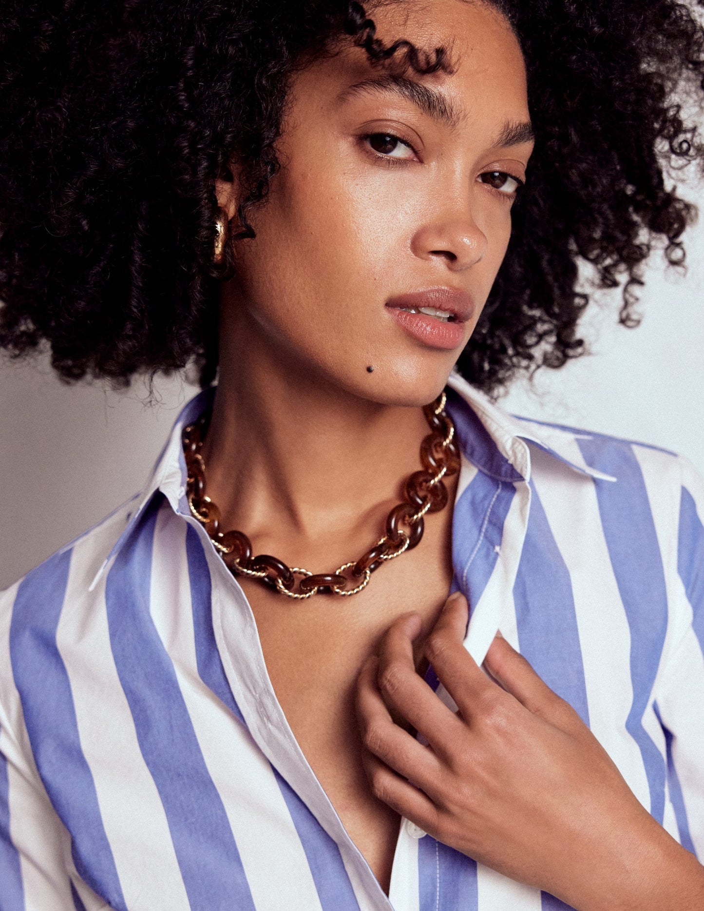 Chunky Resin Chain Necklace - Brown