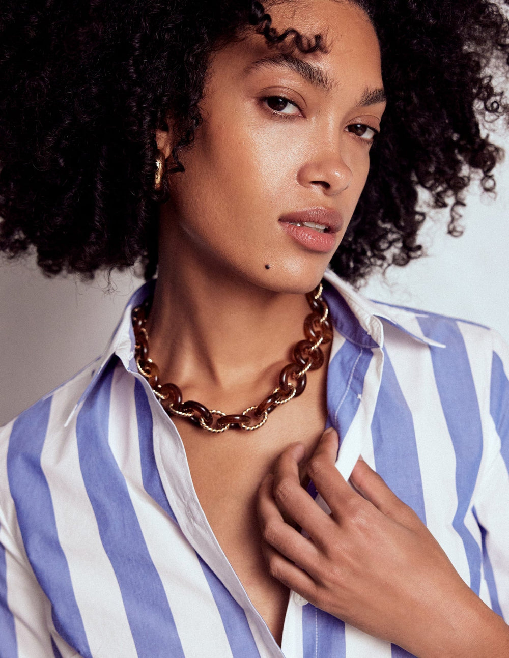 Chunky Resin Chain Necklace - Brown