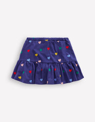 Tiered Jersey Skort - Starboard Blue Multi Hearts