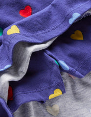 Tiered Jersey Skort - Starboard Blue Multi Hearts