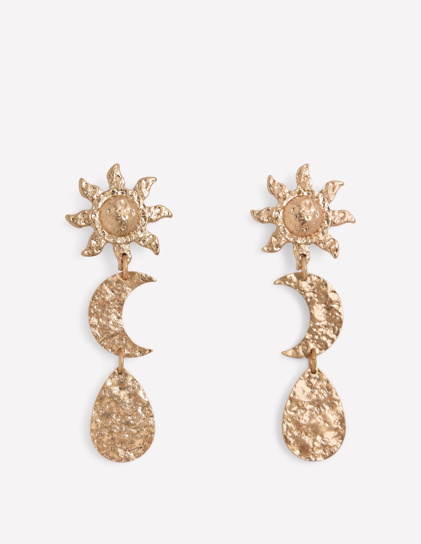 Hammered Motif Earrings - Gold