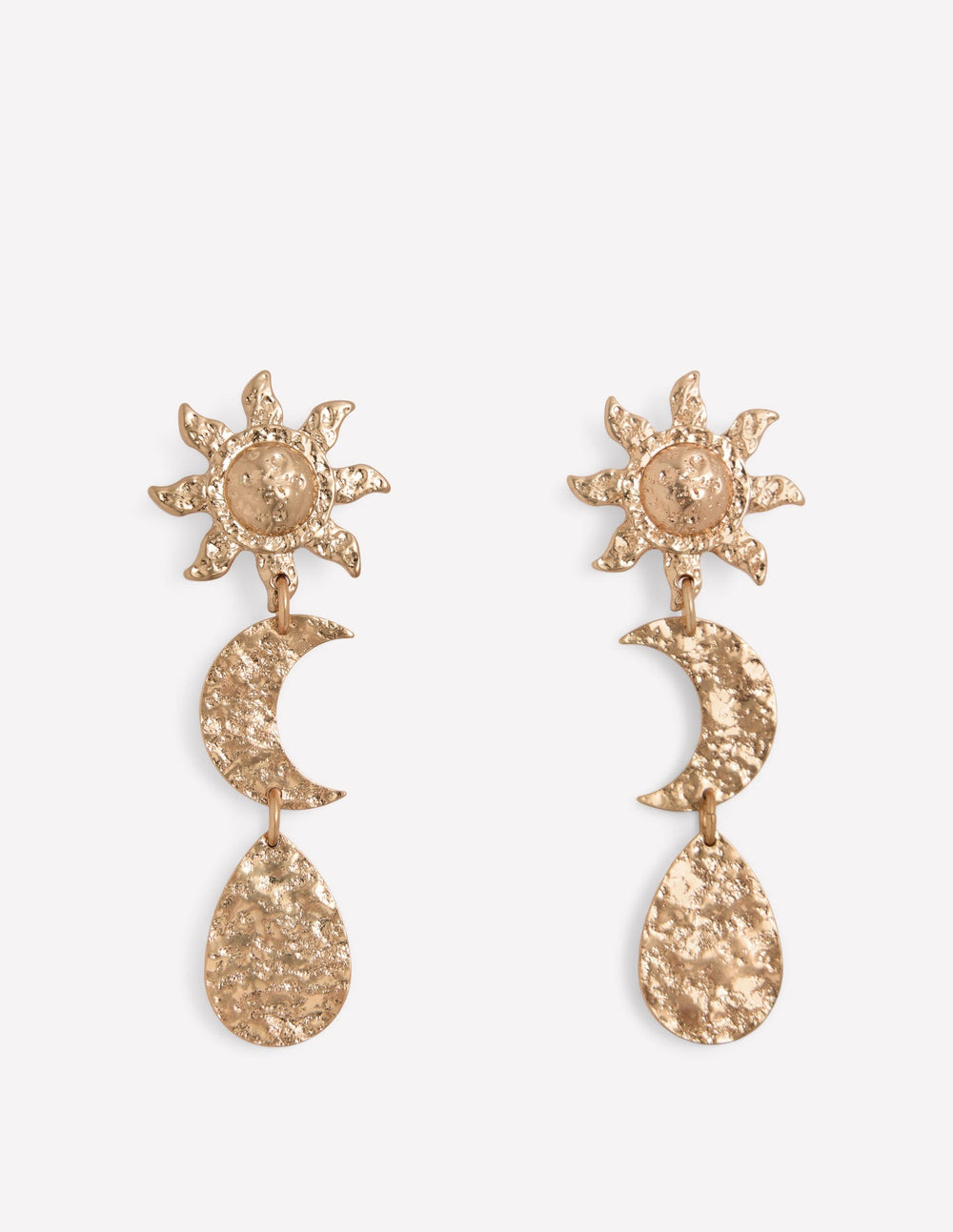 Hammered Motif Earrings - Gold