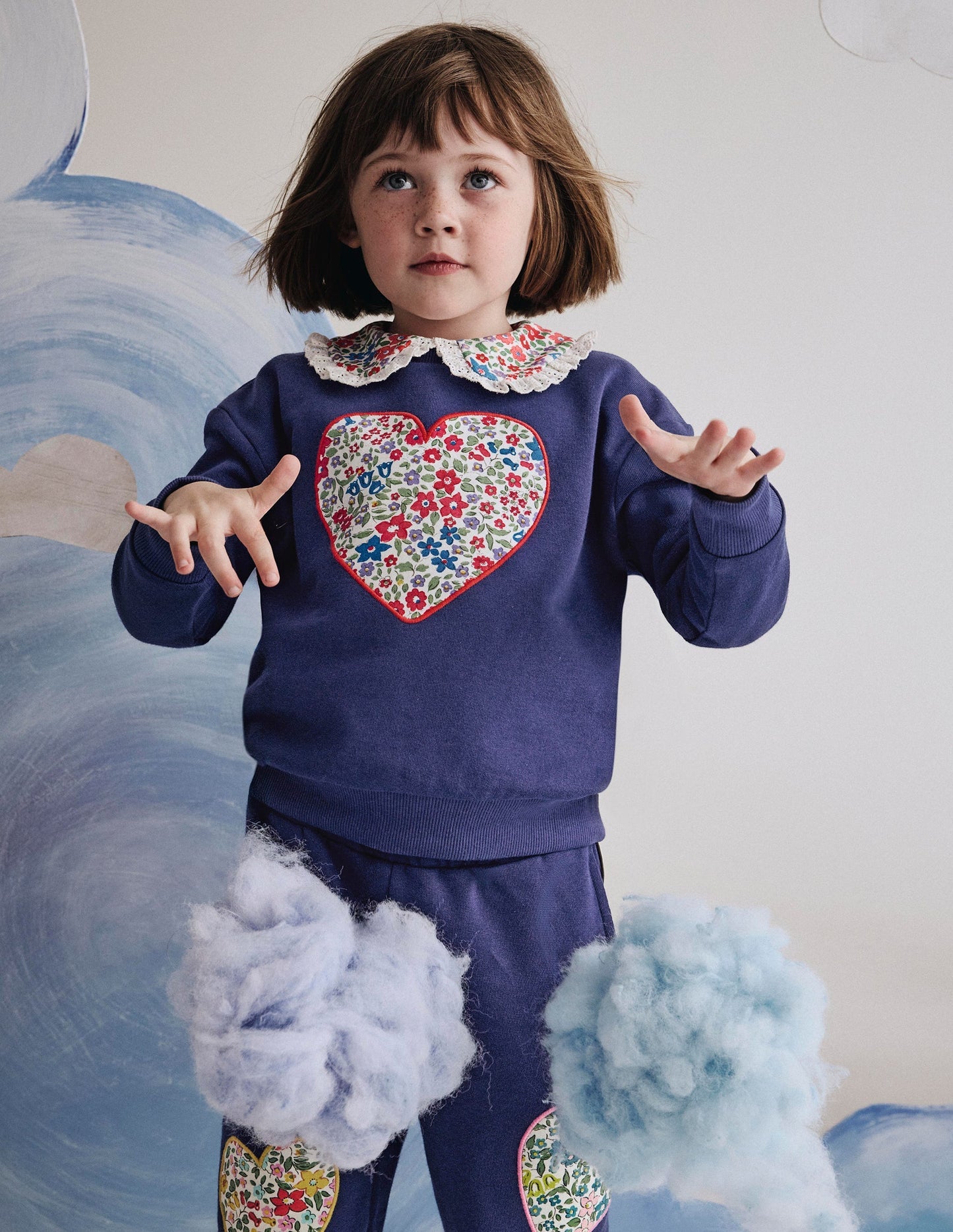 Bobbie Appliqué Sweatshirt - Starboard Blue Hearts