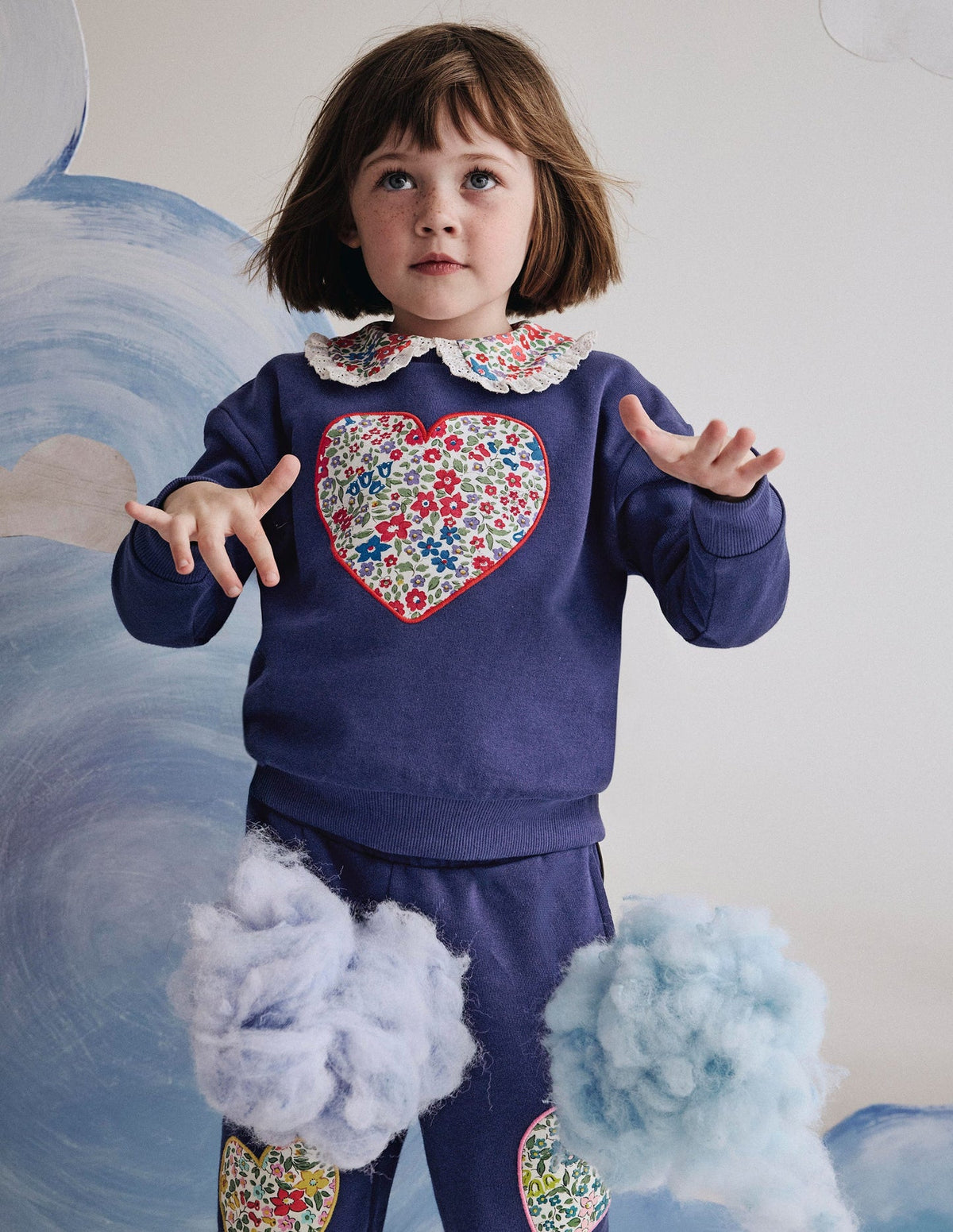 Bobbie Appliqué Sweatshirt - Starboard Blue Hearts