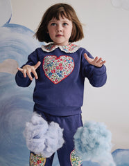 Bobbie Appliqué Sweatshirt - Starboard Blue Hearts