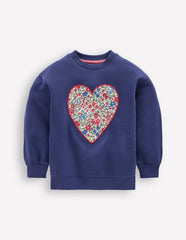 Bobbie Appliqué Sweatshirt - Starboard Blue Hearts