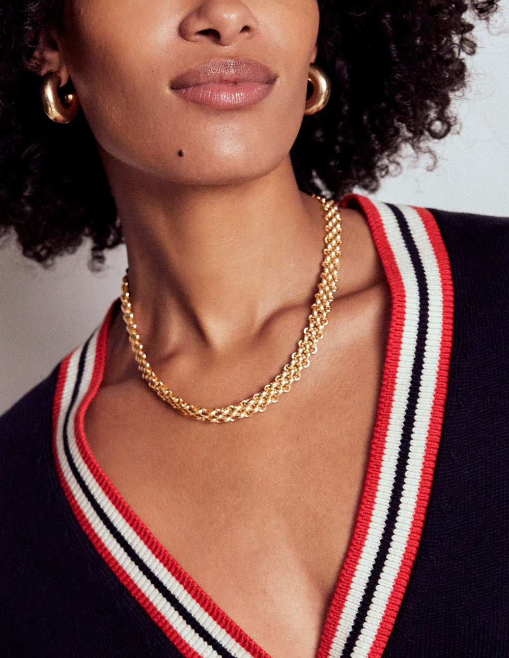 Woven Gold Chain Necklace - Gold
