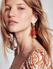 Flower Resin Earrings - Orange