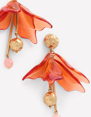 Flower Resin Earrings - Orange