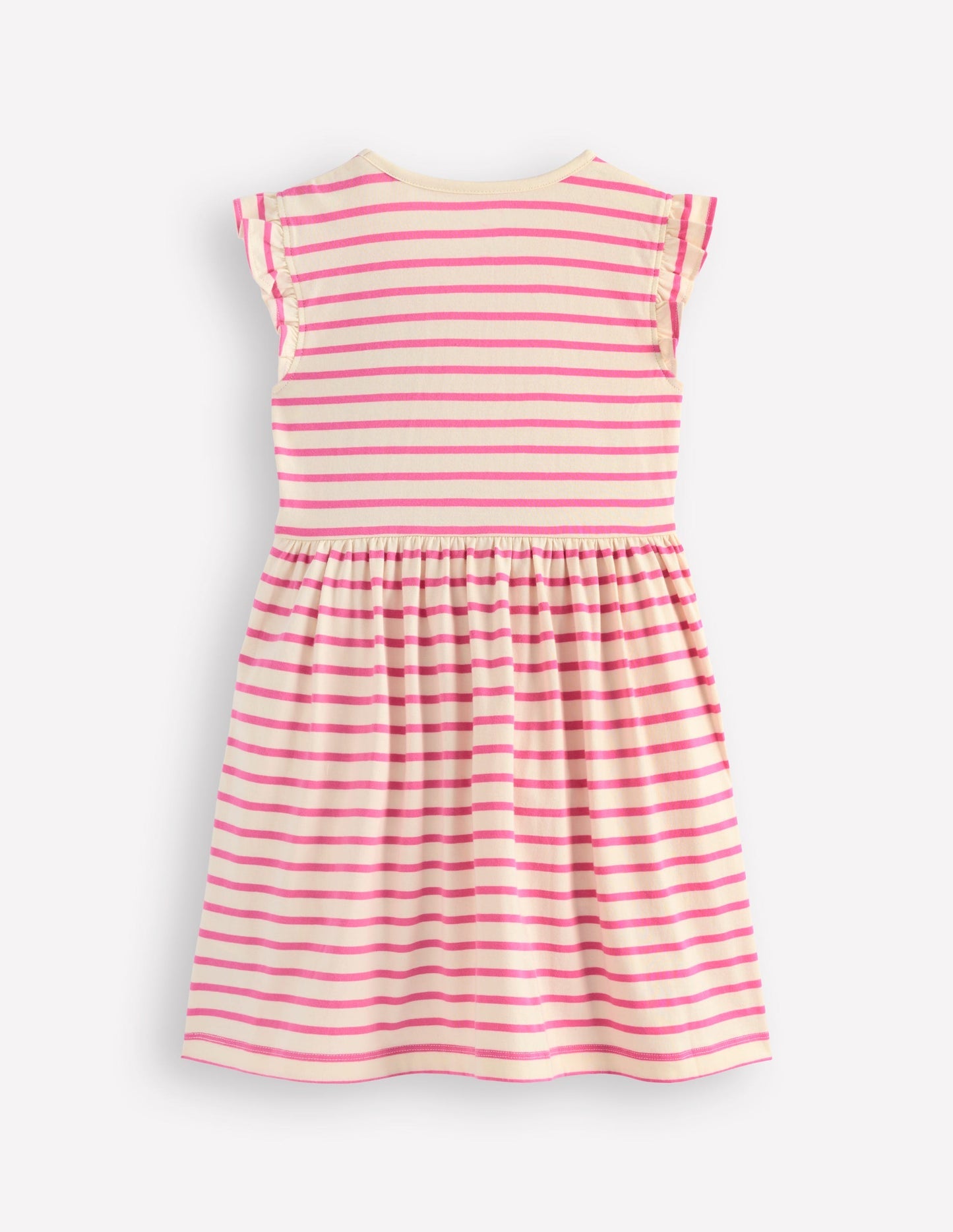 Flutter Sleeve Appliqué Dress - Pink Stripe Cakes