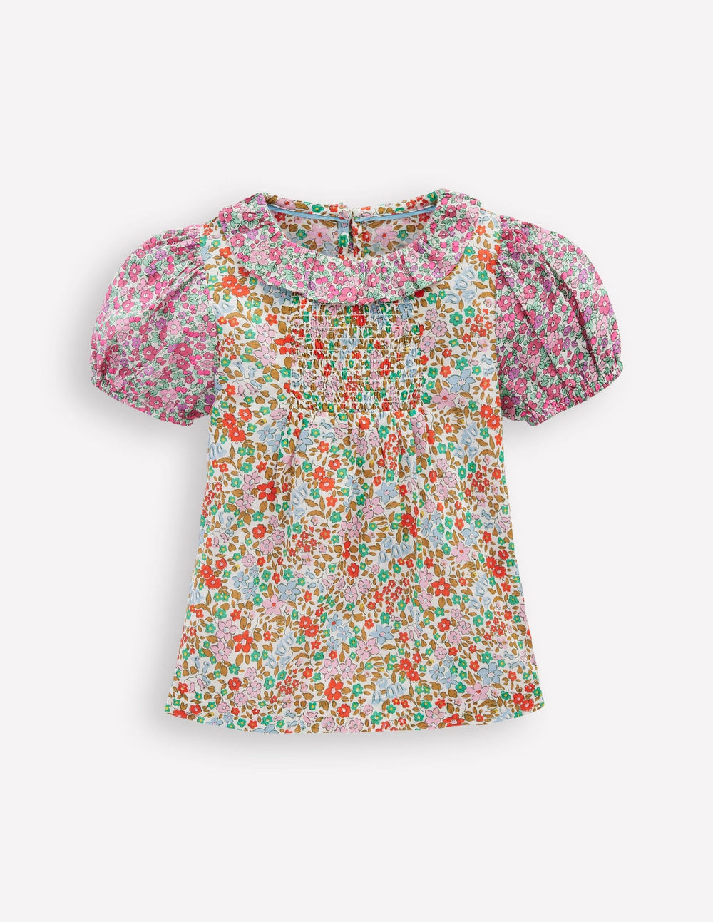 Smocked Frill Neck Blouse - Hotchpotch Floral