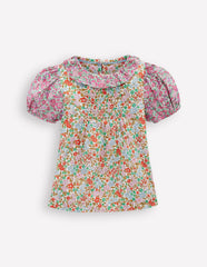 Smocked Frill Neck Blouse - Hotchpotch Floral