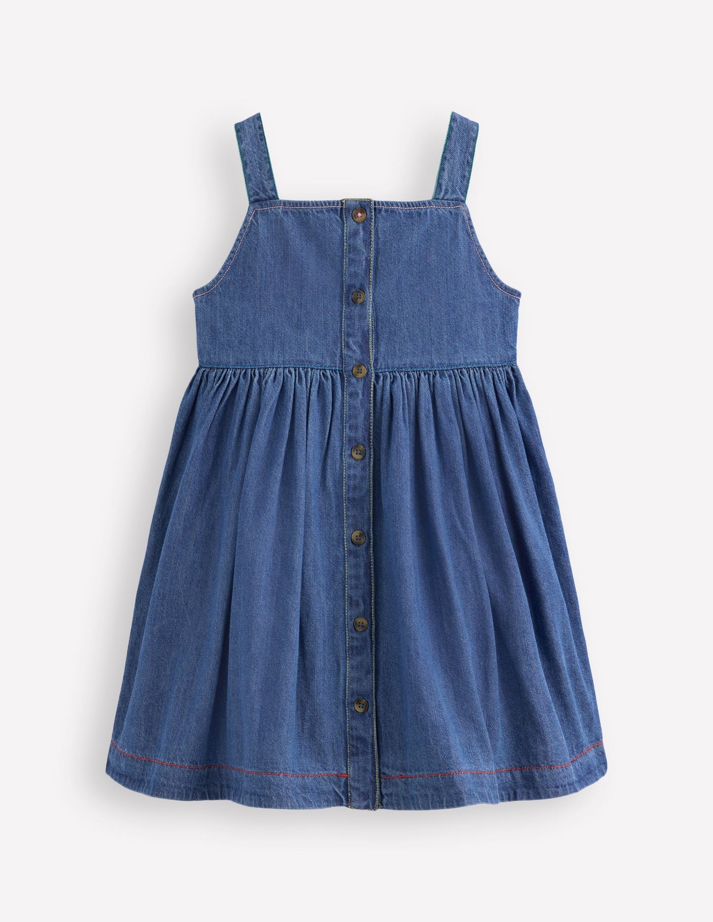 Button - through Pinafore Dress - Mid Vintage Denim