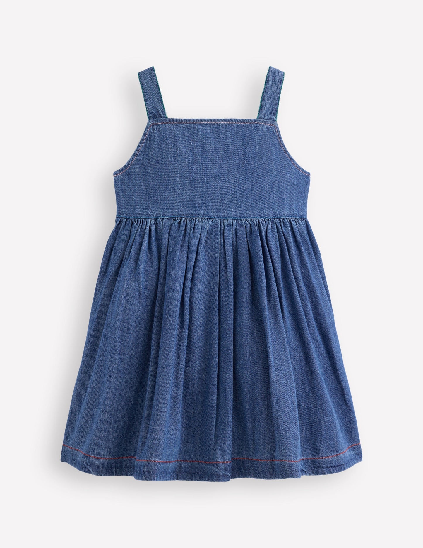 Button - through Pinafore Dress - Mid Vintage Denim