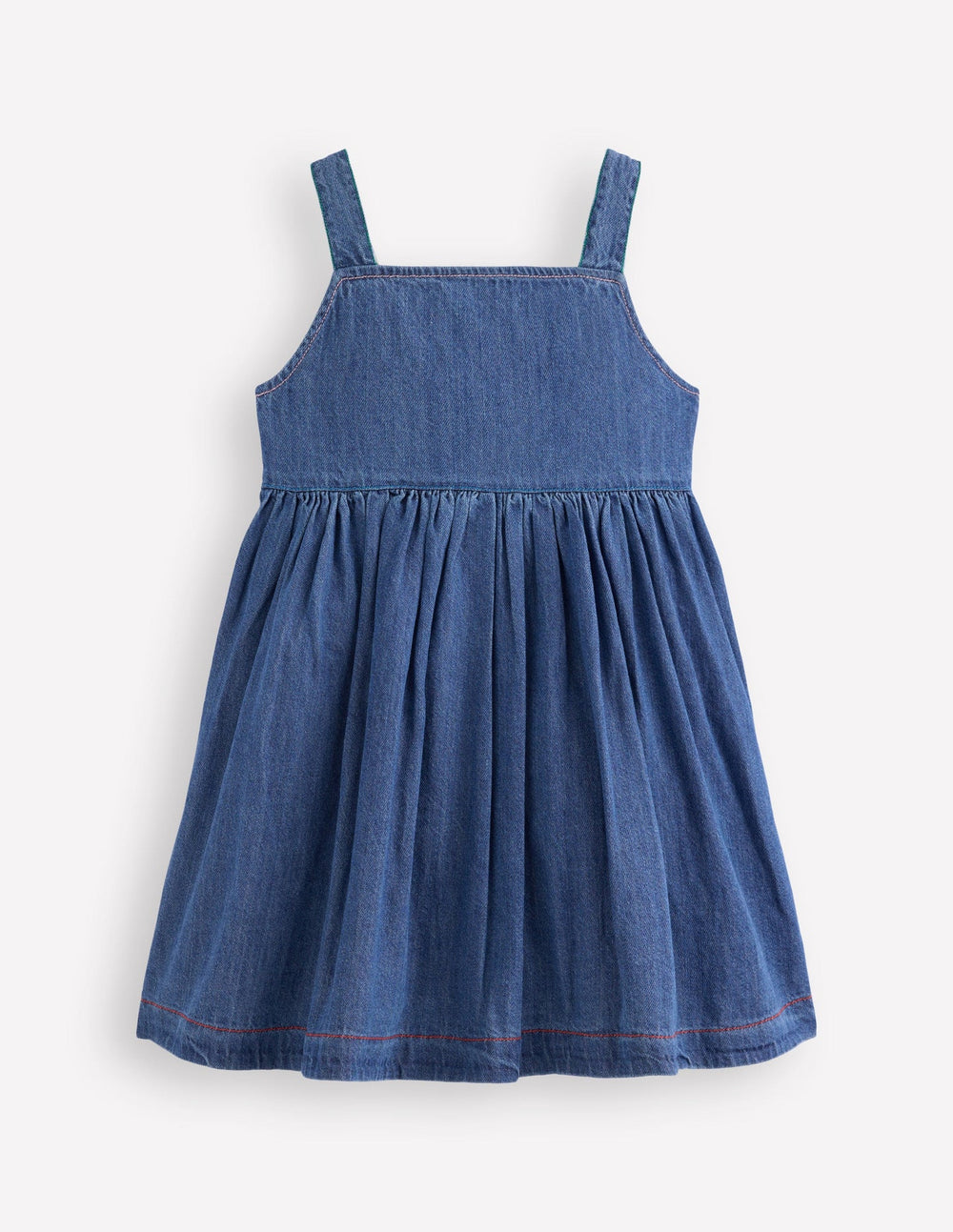 Button - through Pinafore Dress - Mid Vintage Denim