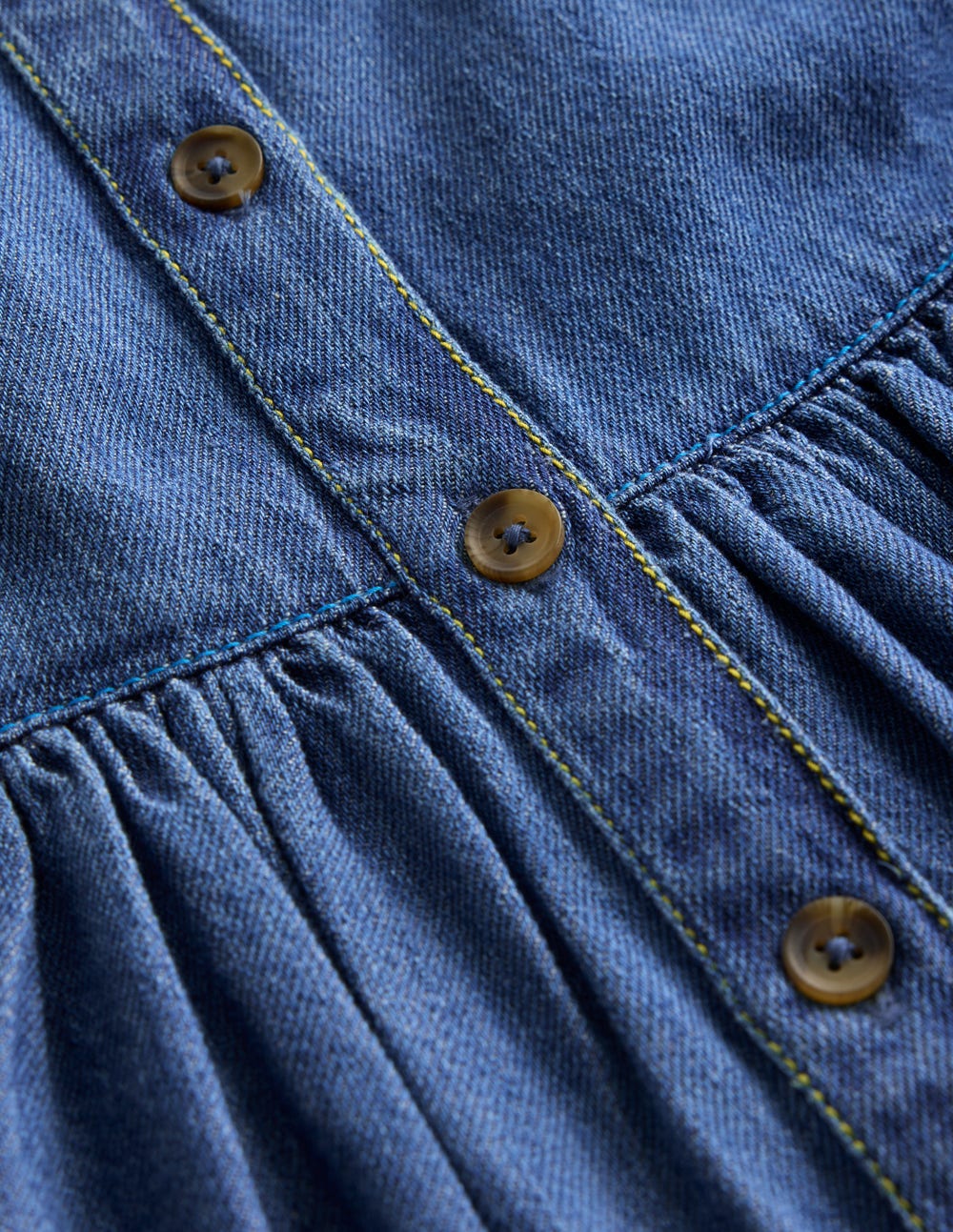 Button - through Pinafore Dress - Mid Vintage Denim
