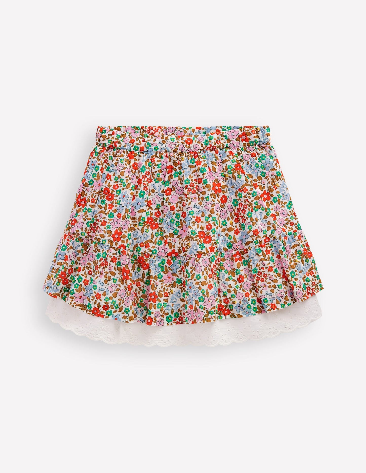 Printed Pull - on Woven Skirt - Rose Pink Flowerbed