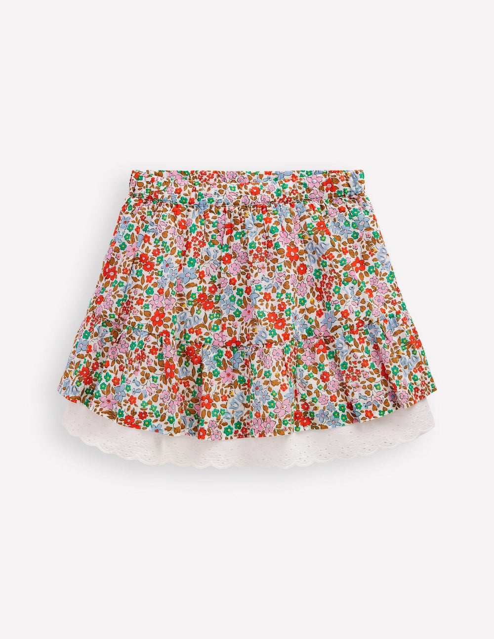 Printed Pull - on Woven Skirt - Rose Pink Flowerbed