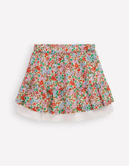 Printed Pull - on Woven Skirt - Rose Pink Flowerbed