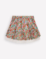 Printed Pull - on Woven Skirt - Rose Pink Flowerbed