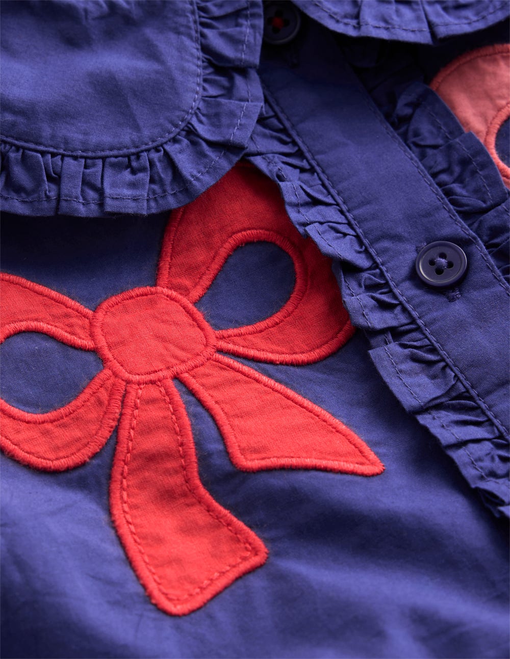 Appliqué Bow Shirt Dress - Starboard Blue Bows