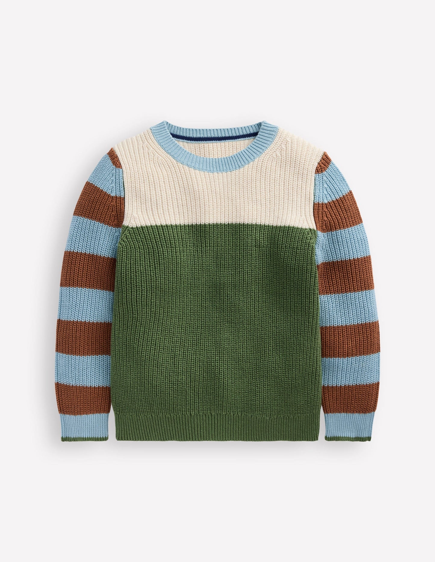 Everyday Cotton Sweater - Ecru Marl/Safari Green