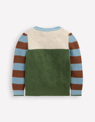 Everyday Cotton Sweater - Ecru Marl/Safari Green