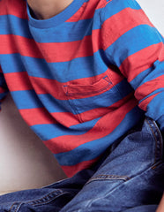 Everyday Long Sleeve T-shirt - Kingfisher Blue/ Jam Red