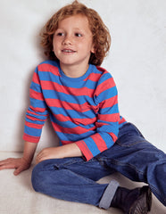 Everyday Long Sleeve T-shirt - Kingfisher Blue/ Jam Red