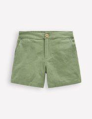 Cotton Linen Shorts - Newt Green