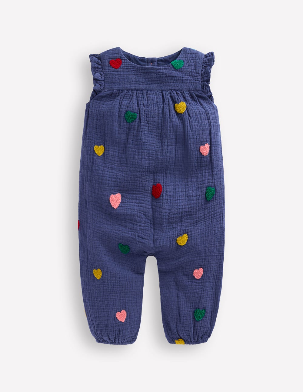 Ruffle Sleeve Romper - Navy Hearts