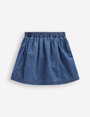 Button - through Mini Skirt - Denim