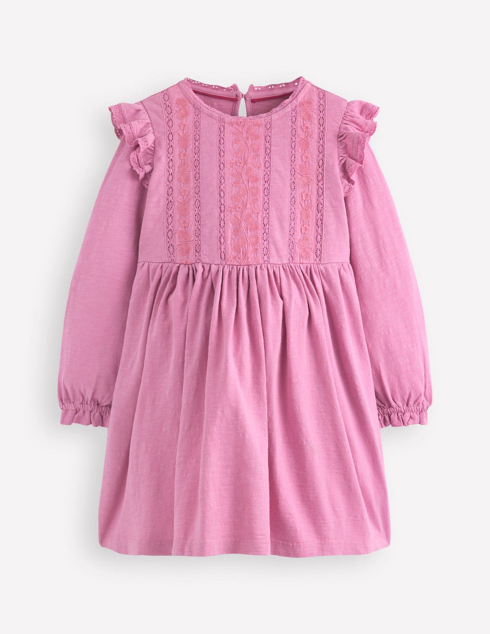 Lace Trim Jersey Dress - Formica Pink