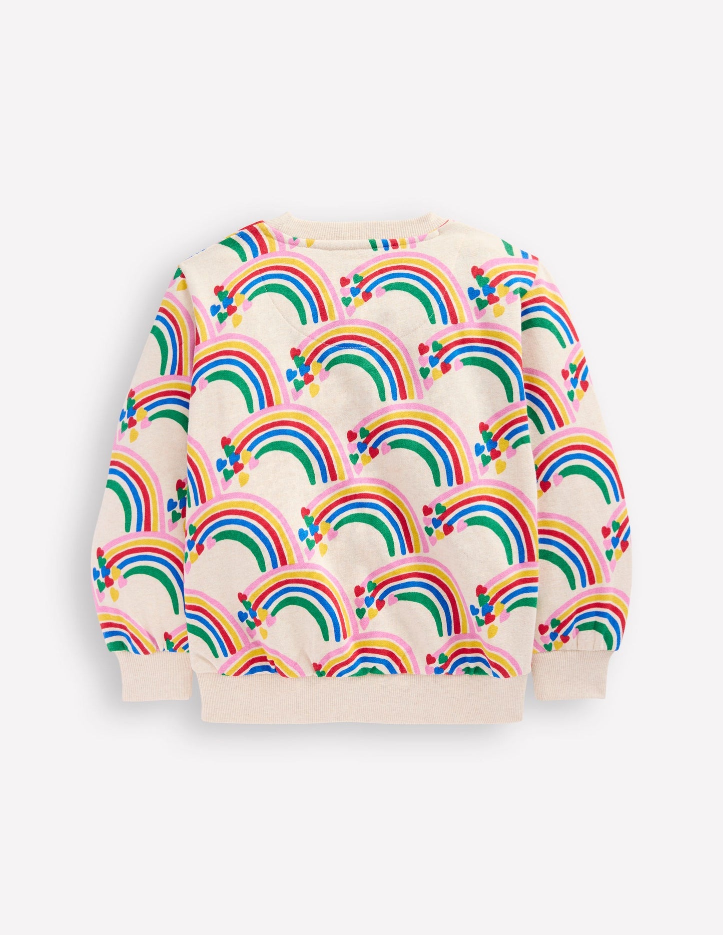 Printed Sweatshirt - Oatmeal Marl Rainbow Hearts
