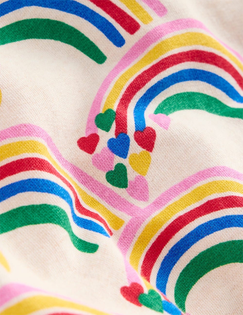 Printed Sweatshirt - Oatmeal Marl Rainbow Hearts