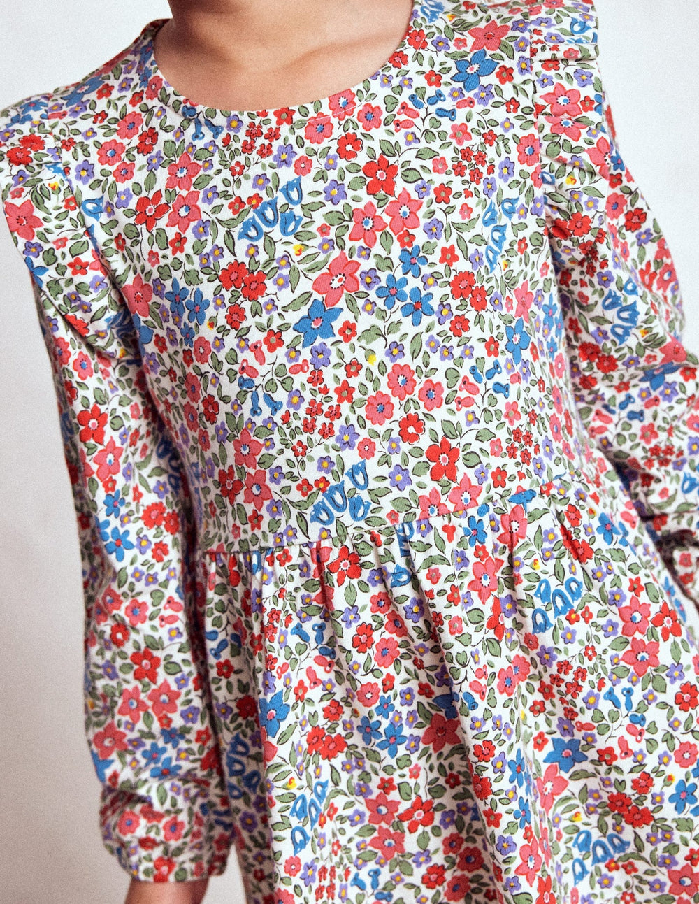 Posie Long Sleeve Jersey Dress - Rose Pink Flowerbed