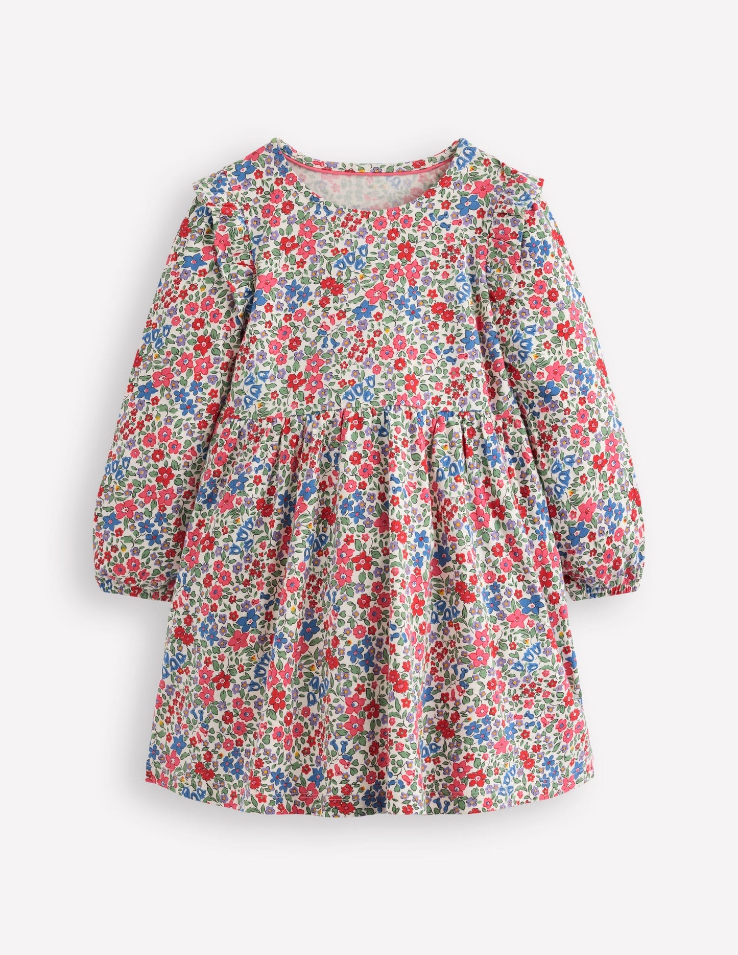 Posie Long Sleeve Jersey Dress - Rose Pink Flowerbed