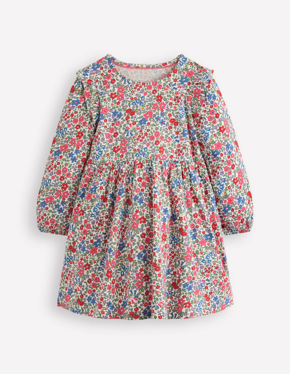 Posie Long Sleeve Jersey Dress - Rose Pink Flowerbed