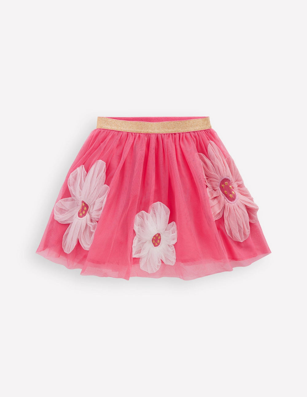 Appliqué Tulle Skirt - Pink Flowers